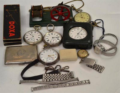 Lot 363 - A small quantity of silver and silver plate cased pocket watches, wristwatches etc