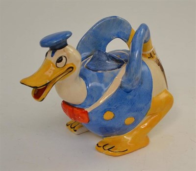 Lot 365 - A Wade Heath Donald Duck novelty teapot, black printed mark, 17cm