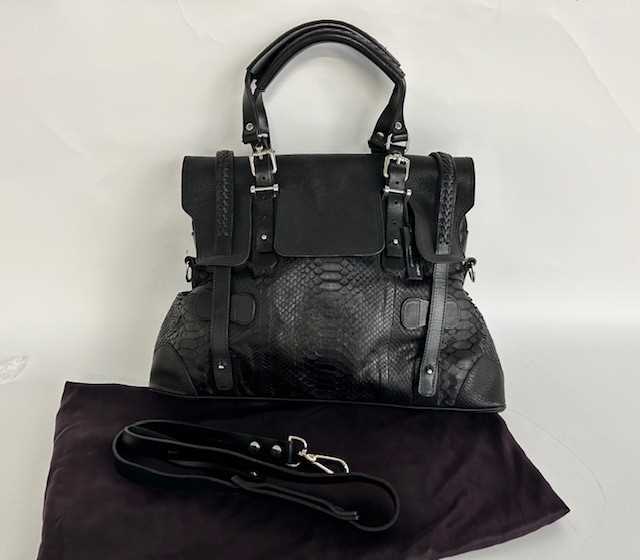 Lot 1079 - Pauric Sweeney Italian Black Leather & Python...