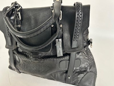 Lot 1079 - Pauric Sweeney Italian Black Leather & Python...