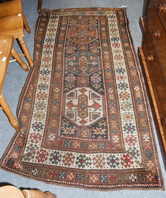 Lot 1164 - Karabagh Rug, the charcoal field with three...