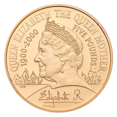 Lot 89 - UK, Gold Proof Five Pounds 2000, struck to...