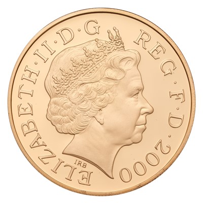 Lot 89 - UK, Gold Proof Five Pounds 2000, struck to...