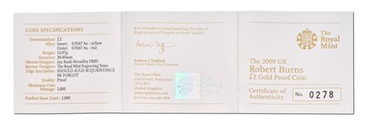 Lot 72 - UK, Gold Proof Two Pounds 2009, Robert Burns...