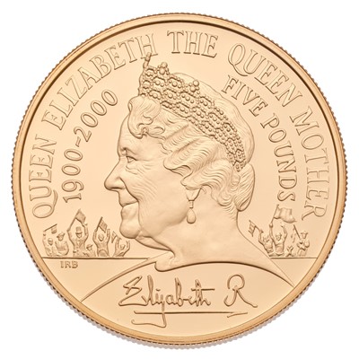 Lot 141 - UK, Gold Proof Five Pounds 2000, struck to...