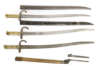 Lot 278 - Three French M1866 Chassepot Yataghan Sword...