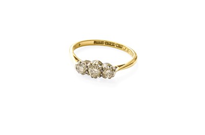 Lot 506 - A Diamond Three Stone Ring, the old cut...