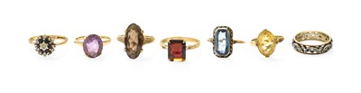 Lot 461 - Seven Gem-Set Rings, including three quartz...