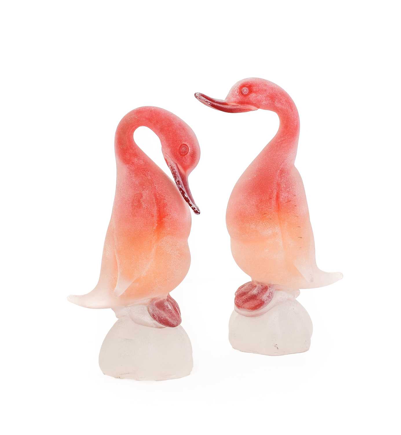 Lot 346 - A Pair of Cenedese Murano Scavo Glass Ducks,...