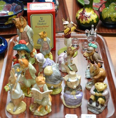 Lot 387 - Fourteen Royal Albert and other Beatrix Potter figures, crystal figures etc