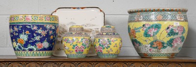 Lot 355 - A Pair of Japanese Porcelain Ginger Jars and...