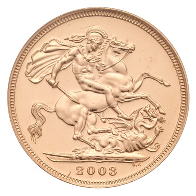 Lot 108 - Elizabeth II, Sovereign 2003; encapsulated and...