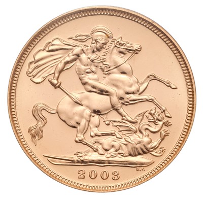 Lot 140 - Elizabeth II, Sovereign 2003; encapsulated and...