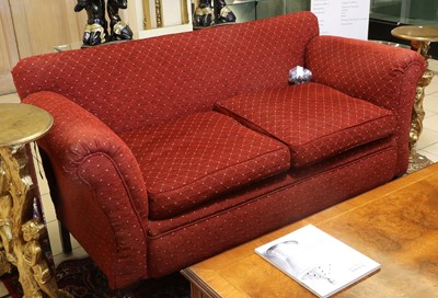 Lot 1457 - An Edwardian Two Seater Sofa, with scroll arms,...