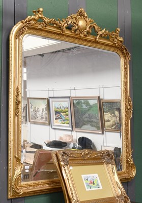 Lot 1354 - A French Style Gilt Over Mantel Framed Mirror,...