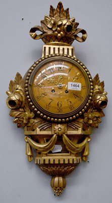 Lot 1464 - A Swedish Gilt Striking Cartel Wall Clock,...