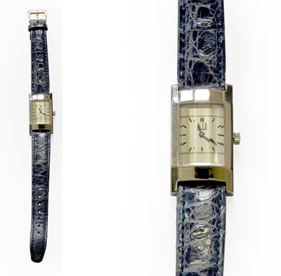 Lot 417 - A Stainless Steel Rectangular Wristwatch,...