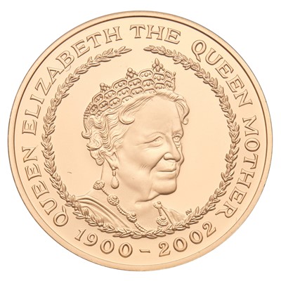 Lot 181 - UK, Gold Proof Memorial Crown 2002, five...