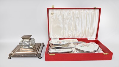 Lot 106 - A Silver Inkstand, oblong and on bun-feet,...