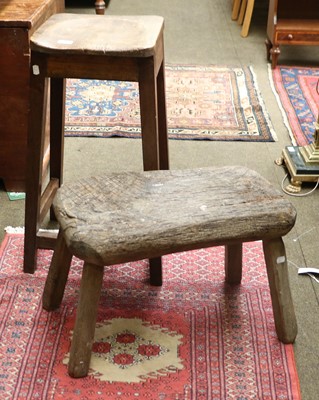 Lot 1554 - A Rustic Elm Country Stool, 18th/19th century...