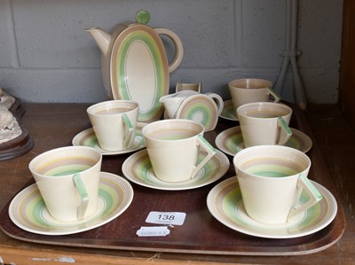 Lot 138 - Clarice Cliff Banded Coffee Service,...