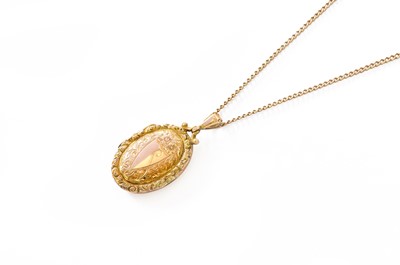 Lot 455 - A 9 Carat Gold Locket on Chain, the oval...