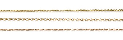 Lot 423 - Three Chains, of varying designs and lengths