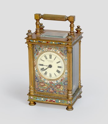 Lot 190 - A French Brass Champleve Enamel Carriage...