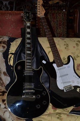 Lot 412 - Two electric guitars - Les Paul copy and a Staff Fender copy, with leads and amps