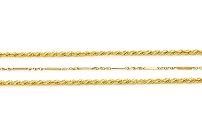 Lot 111 - Two 9 Carat Gold Rope Twist Necklaces, length...