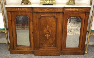 Lot 1391 - A Victorian Marble Topped Breakfront Satinwood...