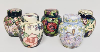 Lot 248 - Five Modern Moorcroft Shakespeare Ginger Jars,...