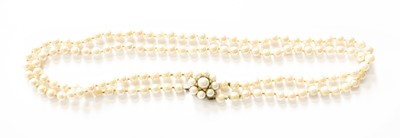 Lot 441 - A Double Row Cultured Pearl Necklace, with a...