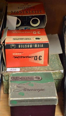 Lot 428 - A collection of Viewmaster cards, Viewmaster viewers, stereoscope cards and viewer