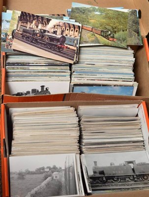 Lot 430 - A large collection of postcards and photographs of steam and other trains in two boxes