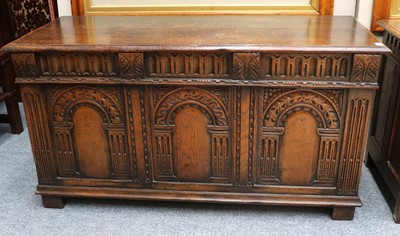 Lot 1439 - A Titchmarsh & Goodwin Carved Oak Coffer, with...