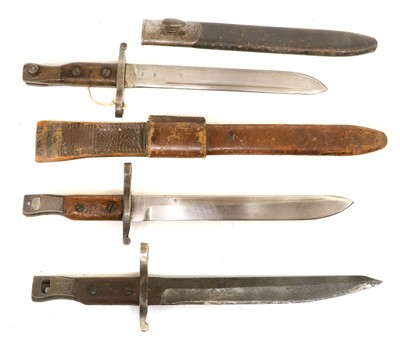 Lot 286 - Three Canadian Ross Mk.II Bayonets, each with...