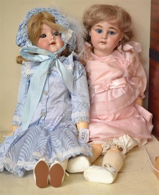 Lot 433 - Armand Marseille 390 bisque socket head doll in later costume and a Armand Marseille 1894...