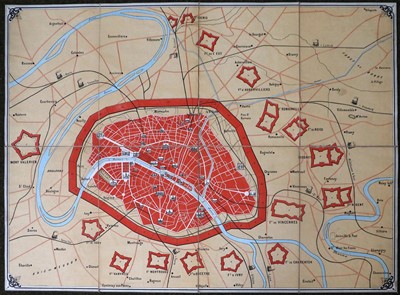 Lot 1161 - Folding Map of Paris, linen-backed