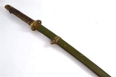 Lot 443 - A Chinese copy of a Japanese katana with green painted steel scabbard