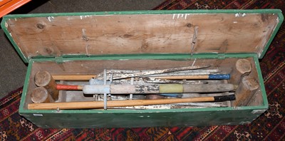 Lot 1570 - A Croquet Set, in painted pine case