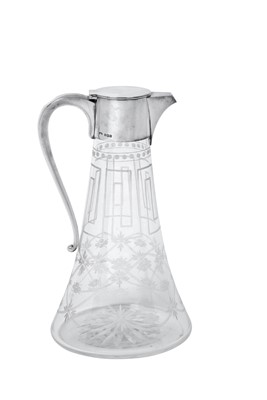 Lot 2102 - An Edward VII Silver-Mounted Engraved-Glass Claret-Jug