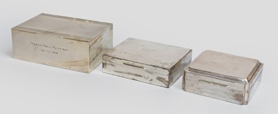 Lot 23 - Three Silver Cigarette-Boxes, two oblong and...