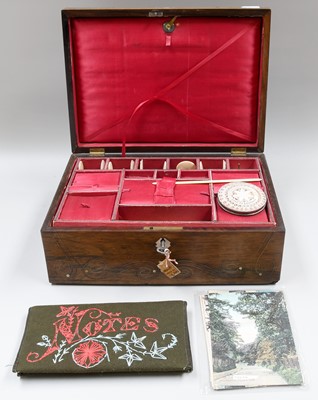 Lot 303 - Early Victorian Inlaid Rosewood Workbox, with...