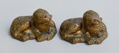 Lot 211 - A Pair of Bronze Figures of Leopards, modelled...