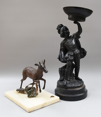 Lot 302 - A Cold Painted Metal Sculpture of a Leaping...