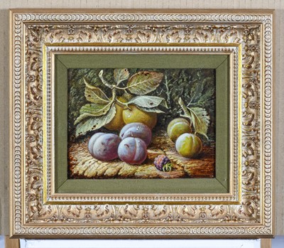 Lot 555 - Oliver Clare (1853-1927) Still life of plums...