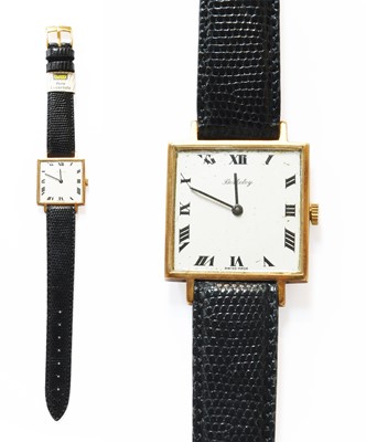 Lot 192 - A 9 Carat Gold Square Shaped Wristwatch,...