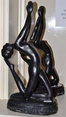 Lot 456 - A pair of black spelter figures of dancers