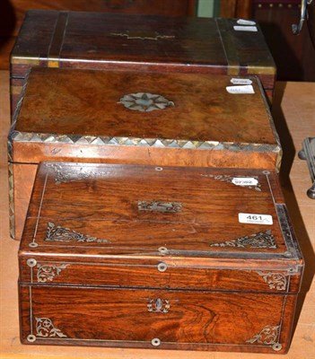 Lot 461 - A rosewood writing slope, another writing slope in walnut and a jewellery box